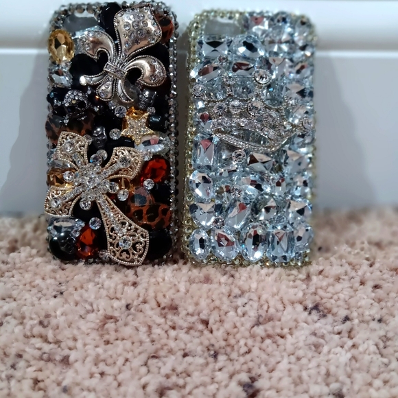2 Lux Addiction handmade iPhone case's w/genuine Swarovski crystals RARE! - Picture 1 of 4
